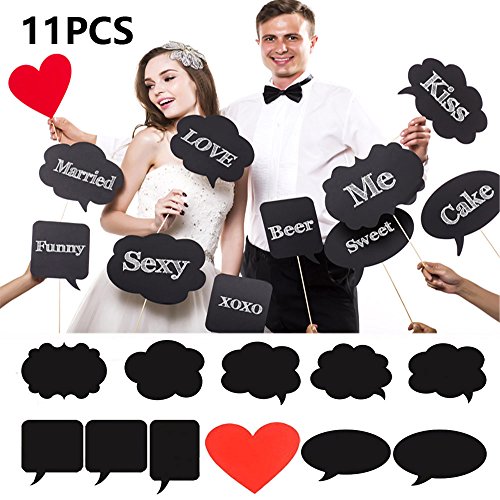 BizoeRade Cabine de fotos de Photo Booth Pontais de bricolage de tamanho grande de 11 peças da cabine de foto de jogo de apoios de casamento com pincéis para o aniversário reencontro casamento