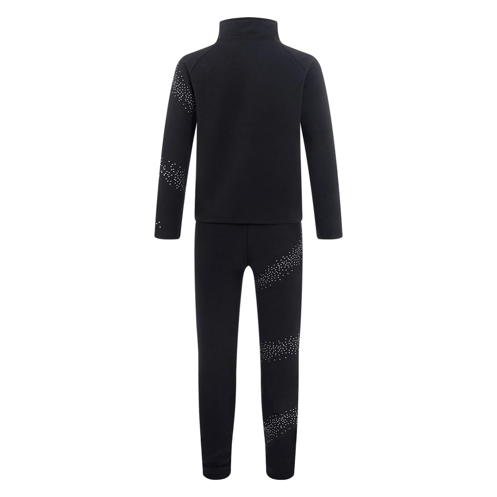 Oyolan Enfant Fille Veste Patinage Artistique et Pantalon Strass Brillant Tenue Gymnastique Danse Entraînement 5-16 Ans
