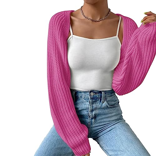 Image of LYSINK Women's Cropped Cardigan Long Sleeve Open Front Ribbed Knit Shrug Sweater Bolero Cardigans for Dresses