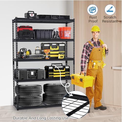 Image of Heavy Duty Storage Shelves 48x18x72 in, 2500Lbs Adjustable Metal Shelving for Garage Organization, Durable Garage Shelving Easy Assemble