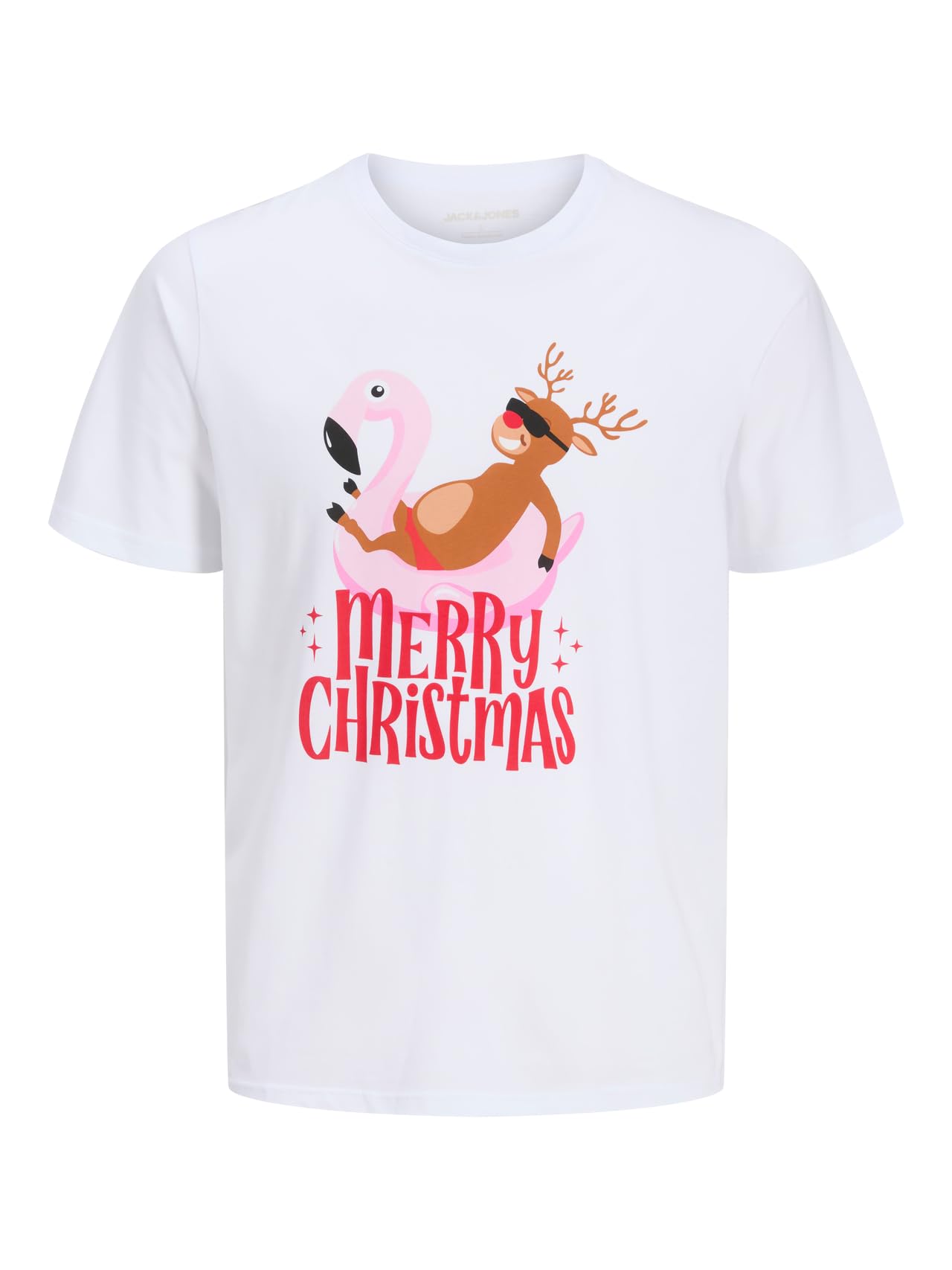 JACK & JONES Jjchristmas Tee SS Crew Neck Xmas, White, M
