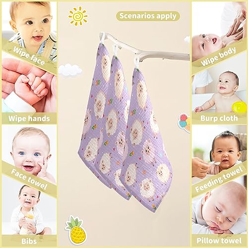 Image of vvfelixl Charming Sheeps Baby Burp Cloths Baby Muslin Washcloths for Boys Girls Cotton Baby Face Towel for Newborn Infants Soft and Absorbent 11.8 X 11.8In, 5 Pack