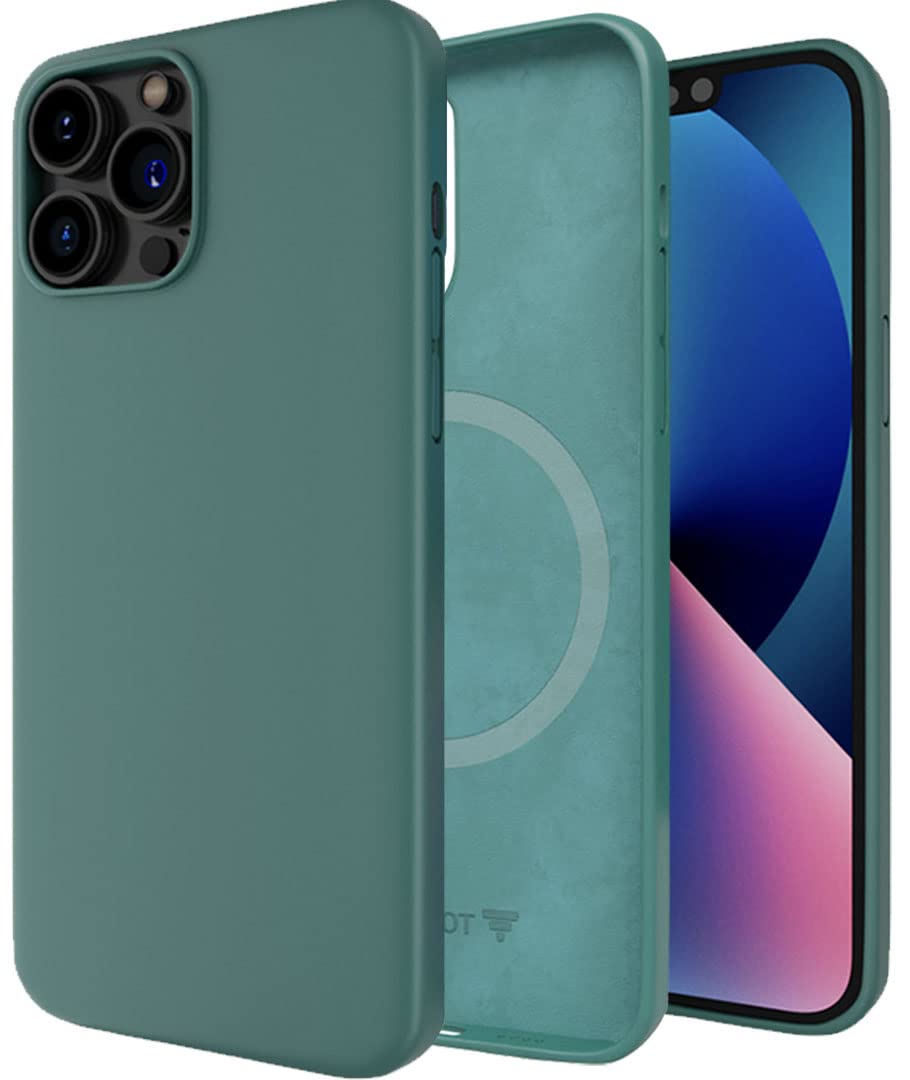 Totem MagRing Silicone Case for iPhone 13 Pro Max Back Cover Case | 10 ft Drop Protection | Micro Fiber Lining | (Silicone | Dark Green)