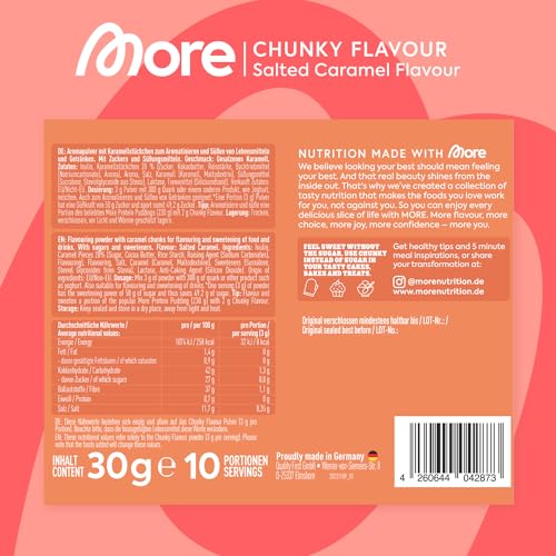 MORE Chunky Flavour Probenbundle, 6 x 30 g Sample, Geschmackspulver zum Süßen, ohne viel Zucker und Kalorien, mit Inulin und Laktase - made in Germany (Sorten können variieren)