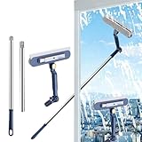 【Portée jusqu'à 120 cm – Sécuritaire depuis le sol】La tige télescopique composée de 2 parties (max. 120 cm) en aluminium offre un maintien sûr. Ce lave-vitres avec manche télescopique est l'outil idéal pour le nettoyage professionnel des fenêtres, permettant de nettoyer en toute sécurité les lucarnes ou vitrines depuis le sol - sans échelle.