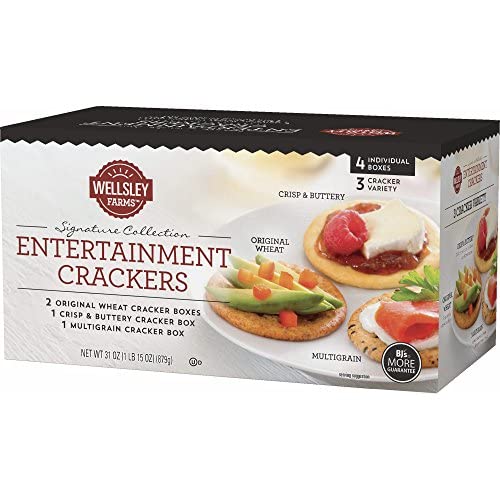 Wellsley Farms Juego de 4 craqueladores de entretenimiento de 1 lb 15 oz 2 Trigo original, 1 Crisp & Buttery, 1 Multigrain