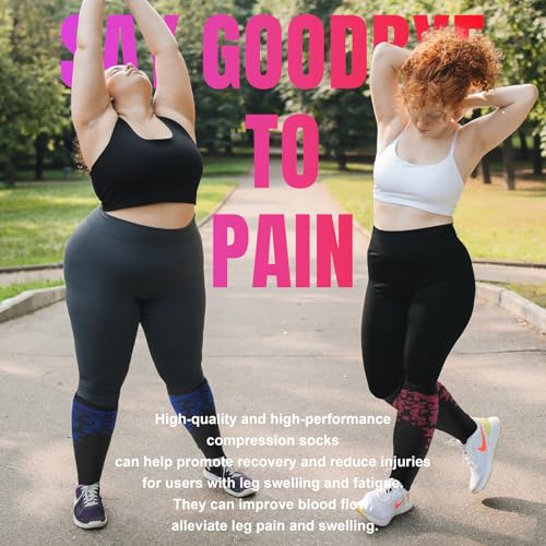 Image of Cerpite Plus Size Compression Socks 20-30 mmHg for Women & Men, Extra Wide Calf Compression Socks, Cushioned Breathable Support for Nurses, Travel, Running & Long Standing