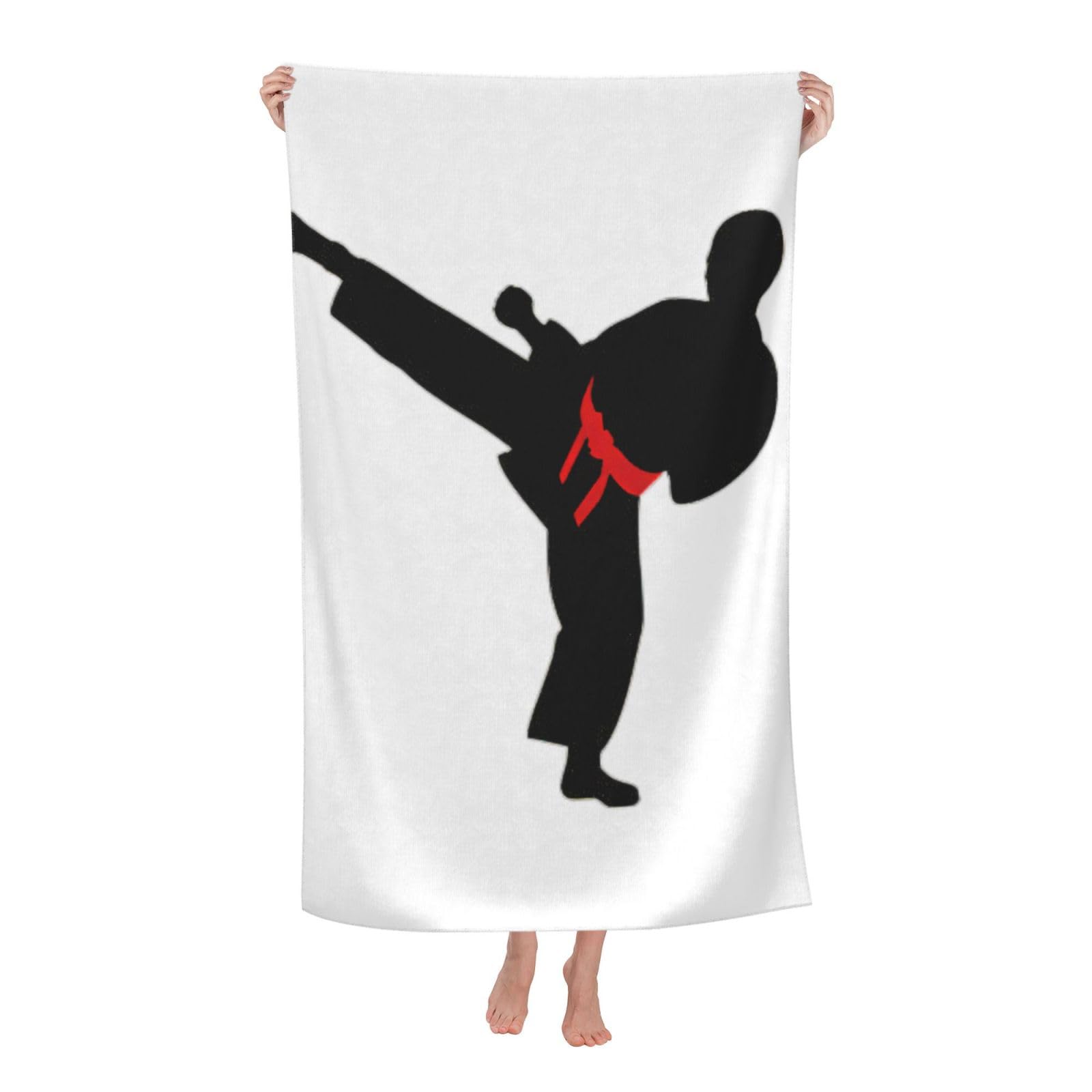 NImongt Karate Boy Vector Changeable Belt Color Print Oversized Adult Beach Towel For Travel Weekend Getaways Festivals Camping Trips