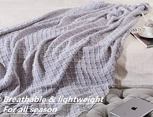 Image of CREVENT Rustic Farmhouse Couch Sofa Throw Blanket for Bedroom Living Room Decoration, Soft Warm Cozy Light Weight for Spring Summer (50''X60'' Light Grey)
