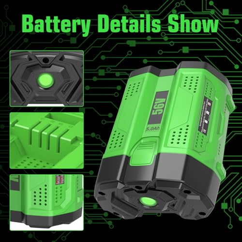 2Packs 5000mAh Replacement for EGO Battery 56V Compatible with EGO 56 Volt Lithium Battery Power+ Tools BA2800 BA4200 BA4200T CS1604 CS1804 CS1403 HT2400 LB6504 LB5804 LB6500 LB4800 PH1400 (Green) by OHYES BAT - Image 3