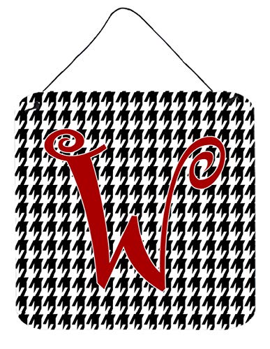 Caroline's Treasures CJ1035-WDS66 Letter W Initial Monogram - Houndstooth Black Wall or Door Hanging Prints Aluminum Metal Sign Kitchen Wall Bar Bathroom Plaque Home Decor, 6x6, Multicolor