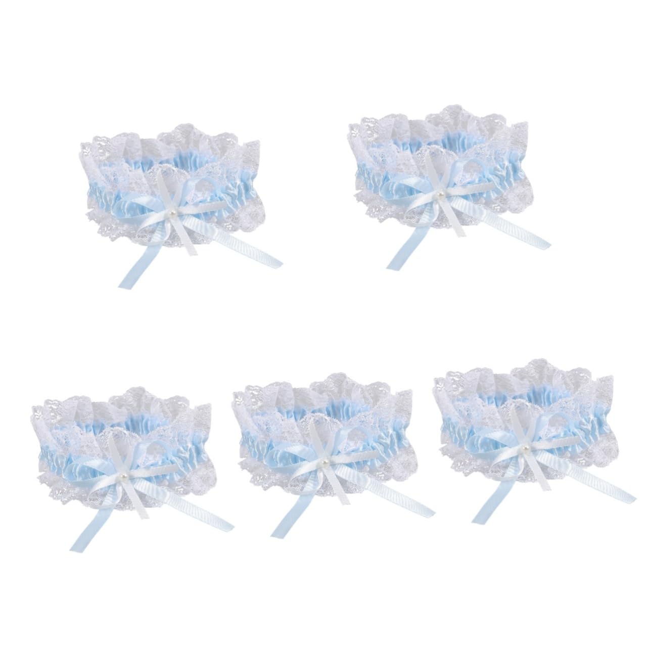 minkissy 5 Pezzi anello giarrettiera sposa per il del matrimonio anelli per le gambe per giarrettiera in pizzo da sposa giarrettiera matrimonio sposa stoffa Sky-blue