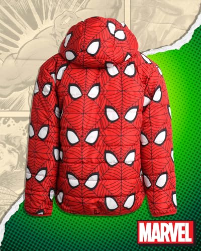 Image of Marvel Spider-Man Boys Puffer Jacket Reversible Sherpa Fleece Lining Coat