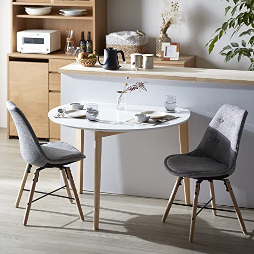 岩附 ダイニングテーブル 半円 楕円 2人用 木製 天然木 幅102.5×奥行84.5×高さ70cm ホワイト IW-430WH [2]