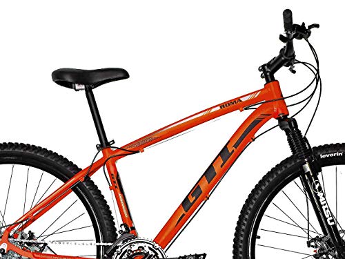 Bicicleta Aro 29 GTI Roma 27v Hidráulico K7 e Trava Laranja Preto 15