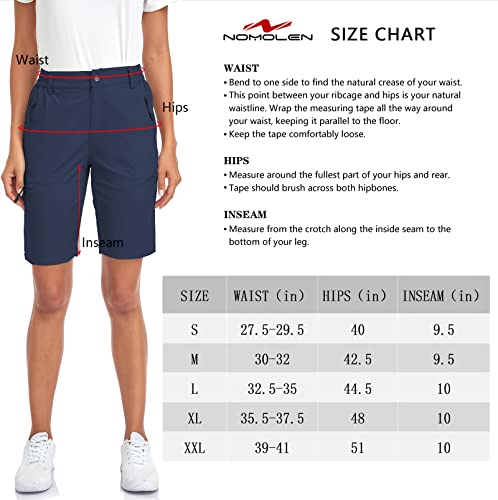 Nomolen Women's 10" Hiking Shorts Quick Dry Lightweight Golf Long Cargo Shorts Casual With Pockets For Travel Outdoor #TOP5