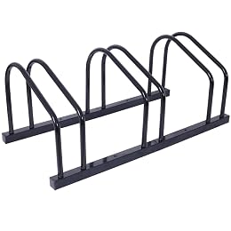 Homonova 3-Bike Floor Stand – Heavy-Duty Indoor/Outdoor Bike Parking Rack, Garage Bicycle Storage Stand for 22"-28" Wheels, Max Tire Width 2.1" (Black)