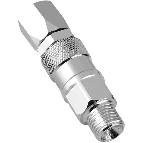 Swivel Joint, 1/4-Inch Stainless Steel Rotary Joint High Pressure Painting Supplies Airless Spray Gun Hose Swivel for Paint Sprayers, Silver, 2.5x0.6inch