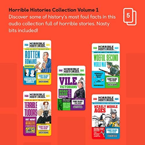 Yoto Horrible Histories Collection: Volume 1 – Kids 5 Audiobook Cards for Use with Yoto Player & Mini All-in-1 Audio Player, Screen-Free Listening with Fun Educational Stories, Ages 7+ 2 51TEd7S7WhL. AC