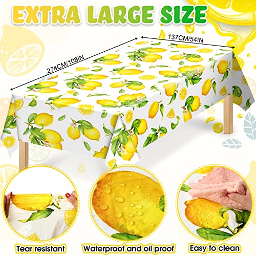 161 Pcs Lemon Party Supplies Serves 24 Guests Disposable Lemon Tablecloth Dinnerware Set 2 Sizes of Paper Plate Cup Napkin Knife Fork Spoon Straw for Birthday Baby Shower Wedding Dining Picnic