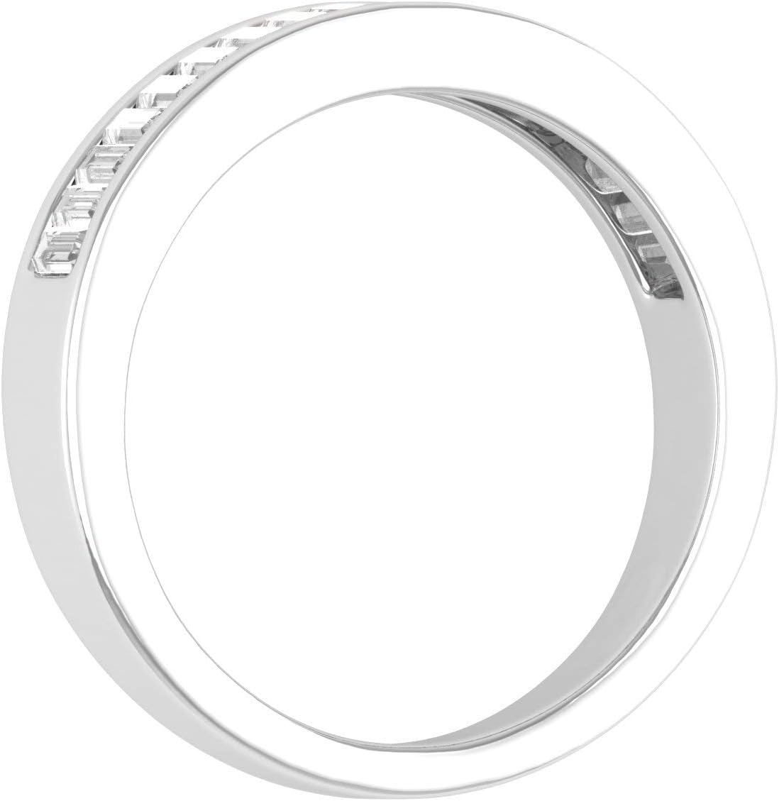 FINEROCK 0.55 Carat Channel Set Baguette Shape Diamond Wedding Band Ring in 14K Gold (SI1-SI2 Clarity)