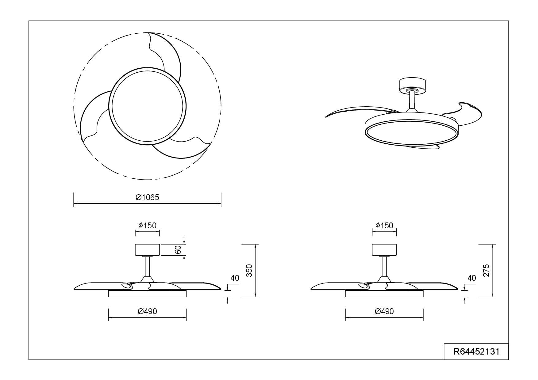 Reality Leuchten LED Deckenventilator mit Beleuchtung Kasfjord R64452131, Metall/Kunststoff Weiß matt, 6 Geschwindigkeiten, Sommer- Winterbetrieb, Fernbedienung, Dimmer, Timer, Nachtlicht, Lichtfarbe |