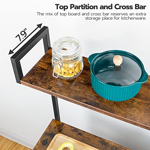 Hoobro Bakers Rack With Power Outlet, Microwave Stand With Mesh Basket, Coffee Station With 4 S-Shaped Hooks, Kitchen Shelf, For Kitchen, Living Room, Coffee Bar Station, Rustic Brown Bf05Hb01 #TOP6