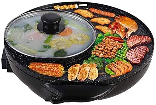 MUGATH Electric Heating Hot Pot Multi-Function Non Stick Smokeless Pot with Steamer Cooker with Lid Heat Frying Pan - Steaming Hot Pot Cooking Cookware for Kitchen (Black)-image-17