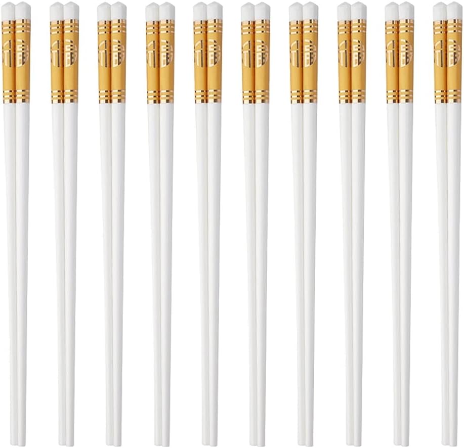 10 Pairs Ceramic Chopsticks Household Porcelain Reusable Safe Bone China Tableware Easy Clean