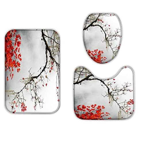 Badematten set 3D 40x60 Tinte Landschaft Badezimmerteppich-Set absorbierend 3-teiliges maschinenwaschbare weich… – Bild 6