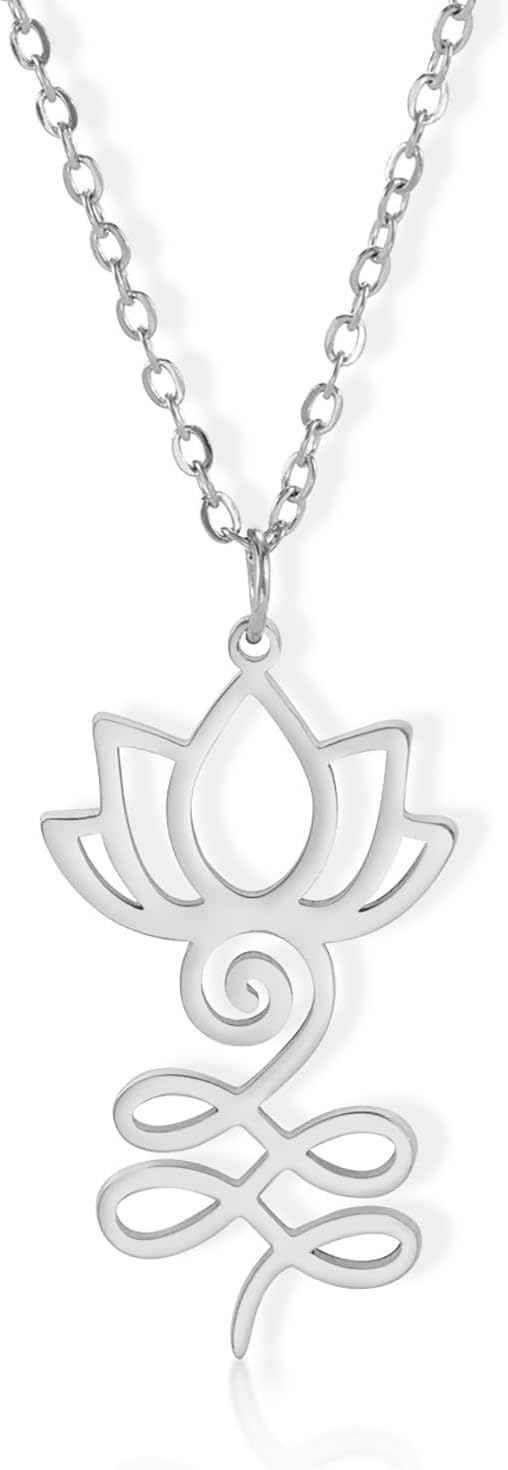 Amaxer Adjustable Unalome Lotus Necklace for Women Yoga Meditation Spiritual Buddhist Symbol Hindu Jewelry