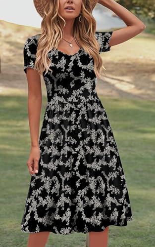 Image of DB MOON Women Plus Size Dresses 2026 Summer Casual V Neck Short Sleeve Knee Length Dress with Pockets
