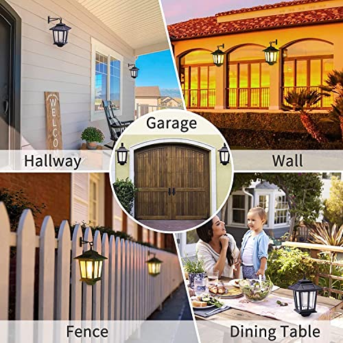 4 Pack Solar Wall Lanterns With 4 Solar Panels, Dusk To Dawn Led Outdoor Wall Sconce , Anti-Rust Waterproof Wall Lanterns Aluminum, 3000K Warm White, Matte Black Powder Coat + Uv Protection #TOP4