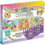 Rainbow Loom: Mega Mighty Loom zestaw biżuterii z gumką, duży zestaw krosny do skomplikowanych wzorów bransoletek z uroczymi zawieszkami, haczykami, klipsami, dla dzieci w wieku 6+