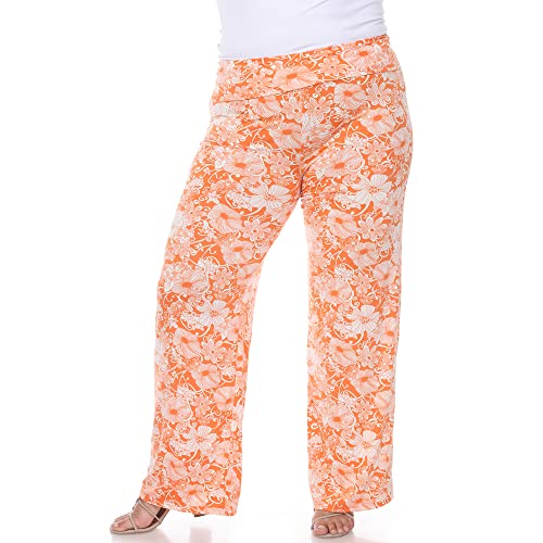 white mark Women's Plus Size Floral Paisley Palazzo Pants