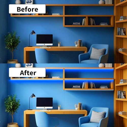 Image of Blue COB LED Strip Light, 5M Cuttable Tape Lights with Power Plug, 1600 LEDs High Bright CRI93+ Flexible Dimmable Light Kit for Teen Boys Bedroom TV Backlight Gaming Room Monitor Kitchen Cabinet Decor