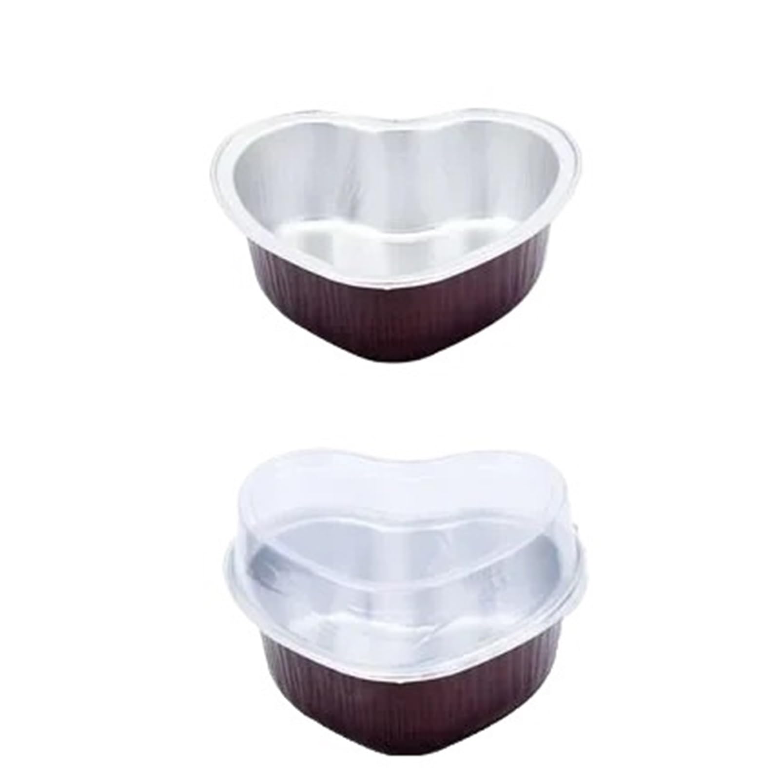 Moldes para hornear 50 moldes de aluminio for hornear, 100 ml, con forma corazón, for cupcakes, tapa, desechables, for muffins, envoltorios, bandejas, for pasteles(Coffee)