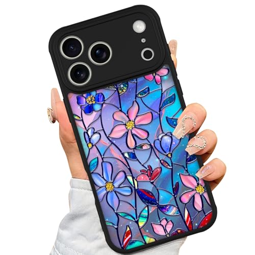 AIGOMARA Case Made for iPhone 17 Pro [Compatible with MagSafe] Colorful Blue Flower Floral Pattern Design Soft TPU Bumper Hard PC Back Anti-Fall Shockproof Protective Slim Magnetic Cover