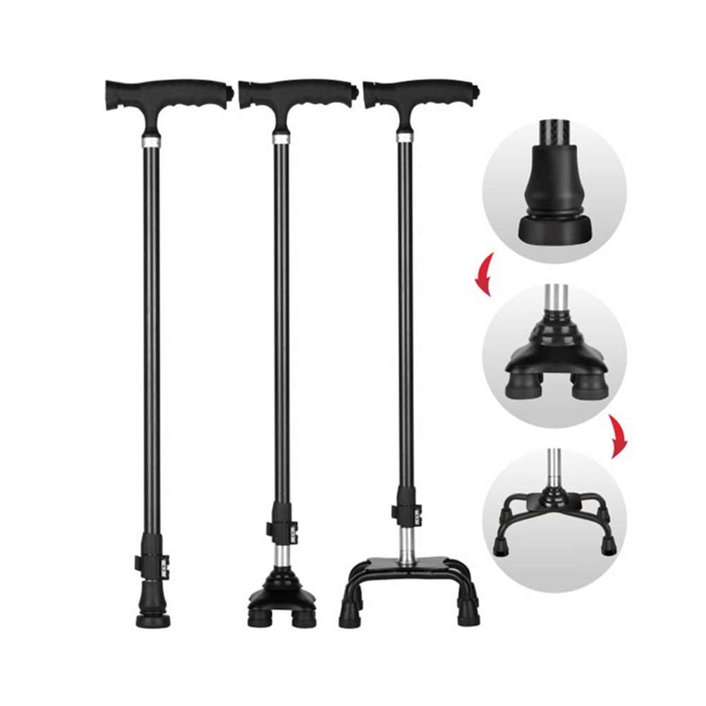 Bastón/muletas Bastones Ligeros de Fibra de Carbono con Mango de luz LED Ajustable 10 Niveles de Altura Ajustables para Hombres o Mujeres Mayores Bastón discapacitado (Negro 59~93 cm) Star of Light