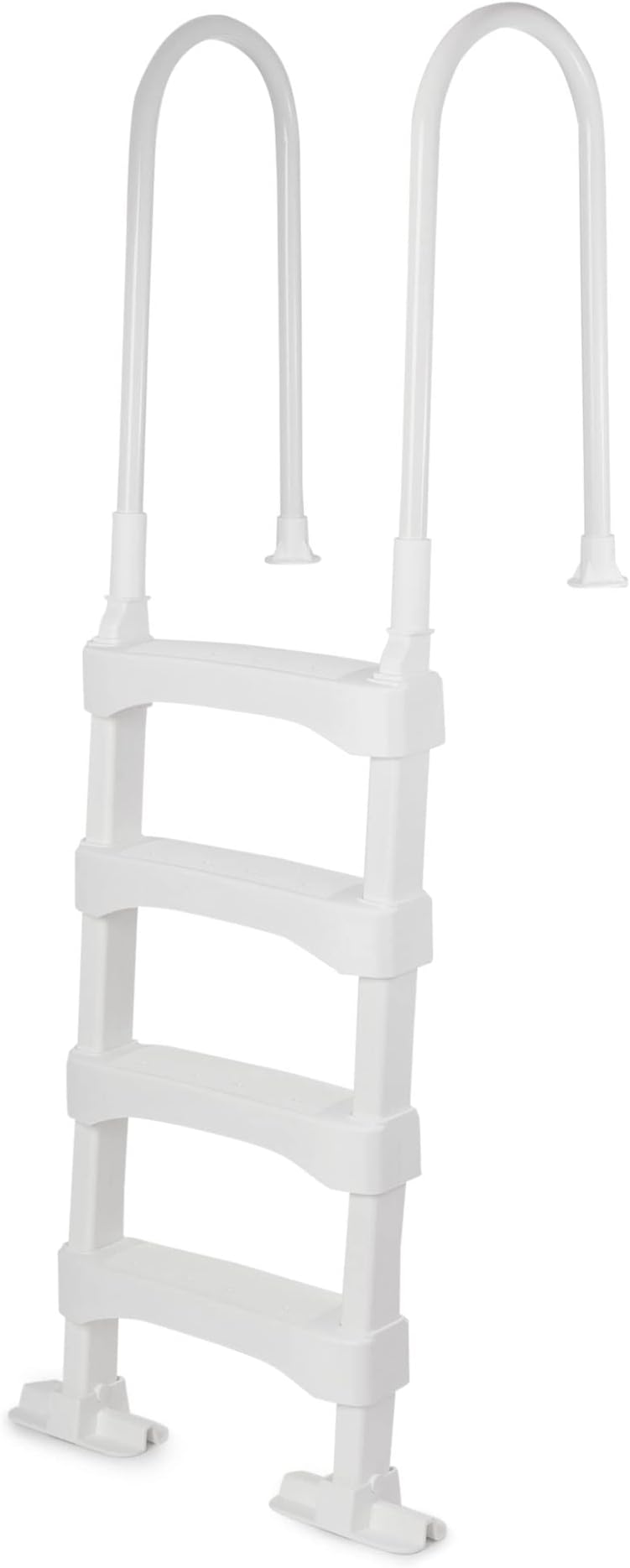 Vinyl Works Snap & Lock Pool Ladder, Plastic Step Ladder for Above Ground or In Ground Swimming Pool, or Deck up to 60 Inch Height, White
