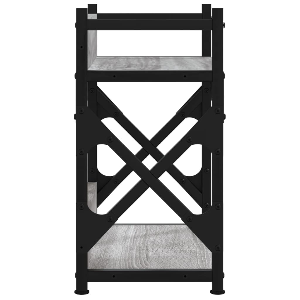 Druckerständer aus Holzwerkstoff mit 2 Ablagen, Grau Sonoma, 40x20x40 cm, Druckerregal mit verstellbaren Beinen und Metallgestell für Stabilität, multifunktionaler