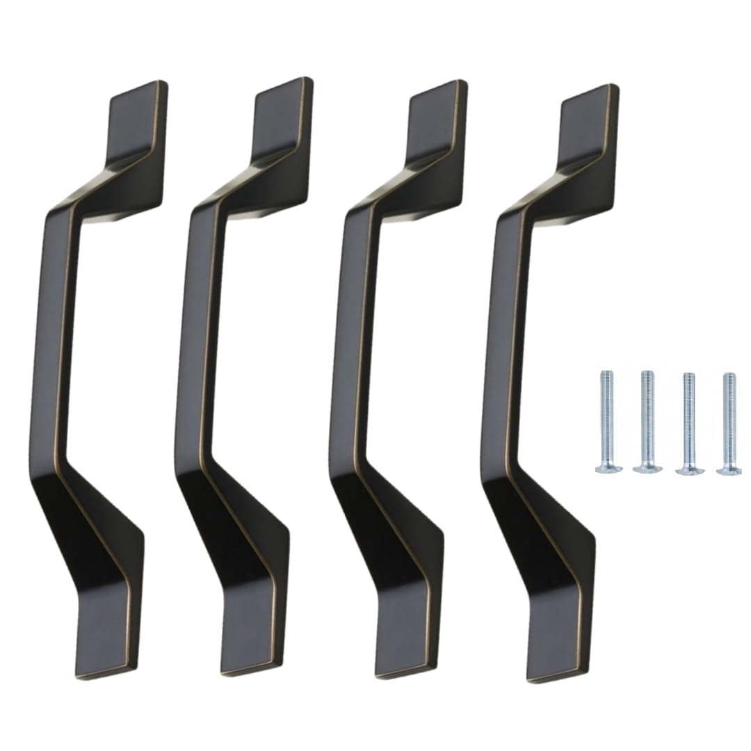 NLQCSXWEP Zinc Alloy Cabinet Bow Handle, Zinc Alloy Cabinet Wardrobe Door Drawer Handle Black Pack of 4(E-96mm Black)