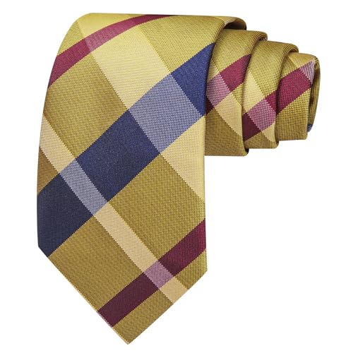 Image of Barry.Wang Plaid Ties for Men Silk Necktie Handkerchief Cuff Links Set