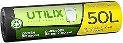 Utilix 50L Preto, Rolo com 30 Sacos para Lixo Dover-Roll