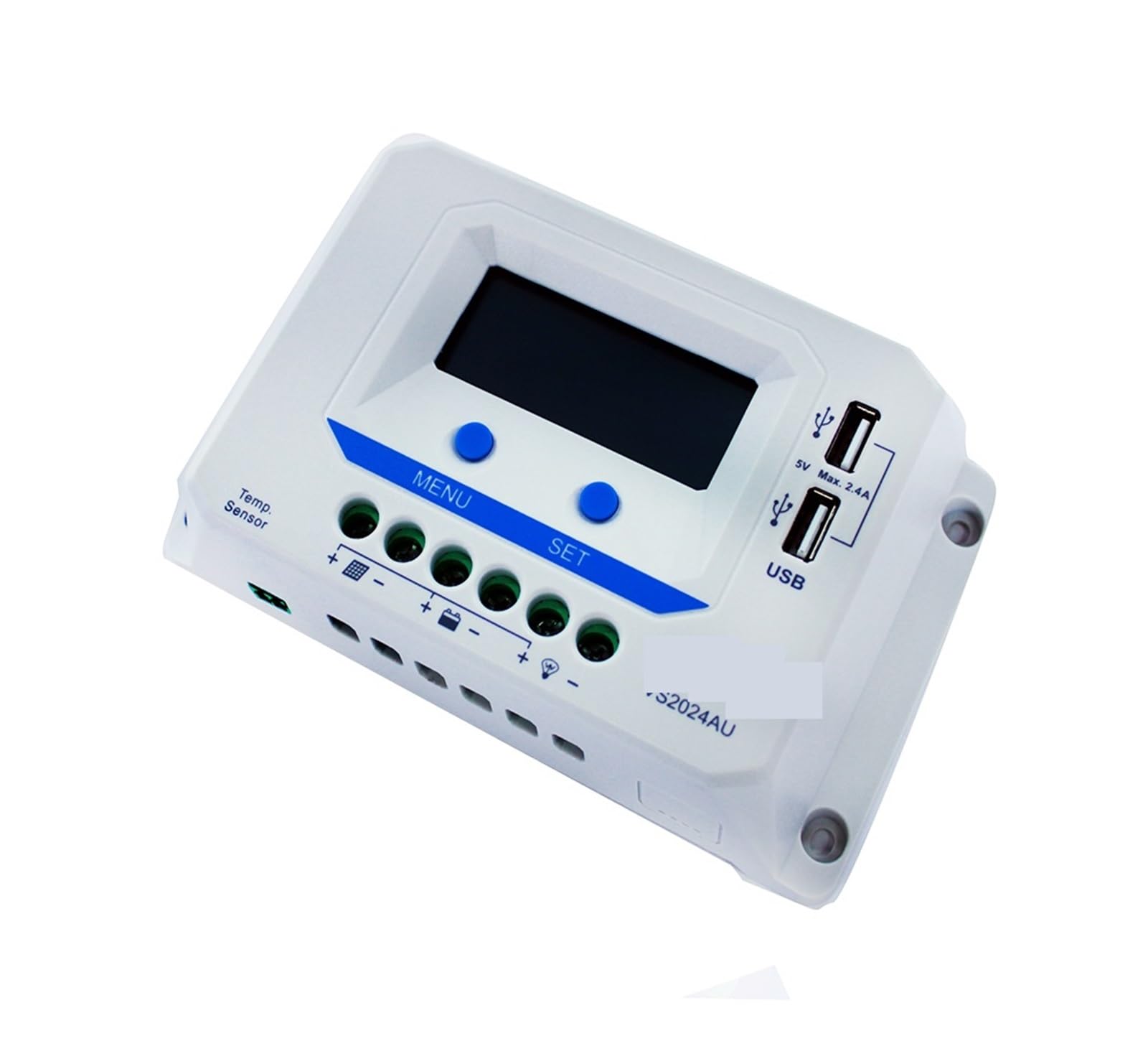 Controlador de carga Solar VS2024AU 20A, 12V, 24V, retroiluminación LCD, USB Dual, regulador de Panel Solar de 5V, positivo común for el hogar