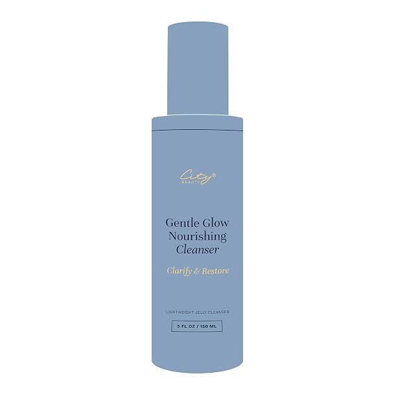 City Beauty Gentle Glow Nourishing Cleanser - 5 oz Lightweight Jelly Hydrating Face Wash for All Skin Types, Removes Oil, Makeup & Impurities, Ceramide Complex & Apple Extract for Glowing Skin