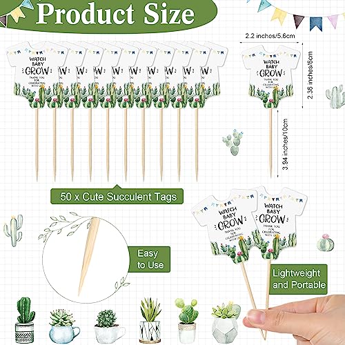Newcotte Baby Shower Party Favors Watch Me Grow Succulent Tags Include 1 Piece Wooden Table Sign 50 Sets Succulent Plant Marker Baby Succulent Favors Baby Shower Decoration (Cactus) #TOP2