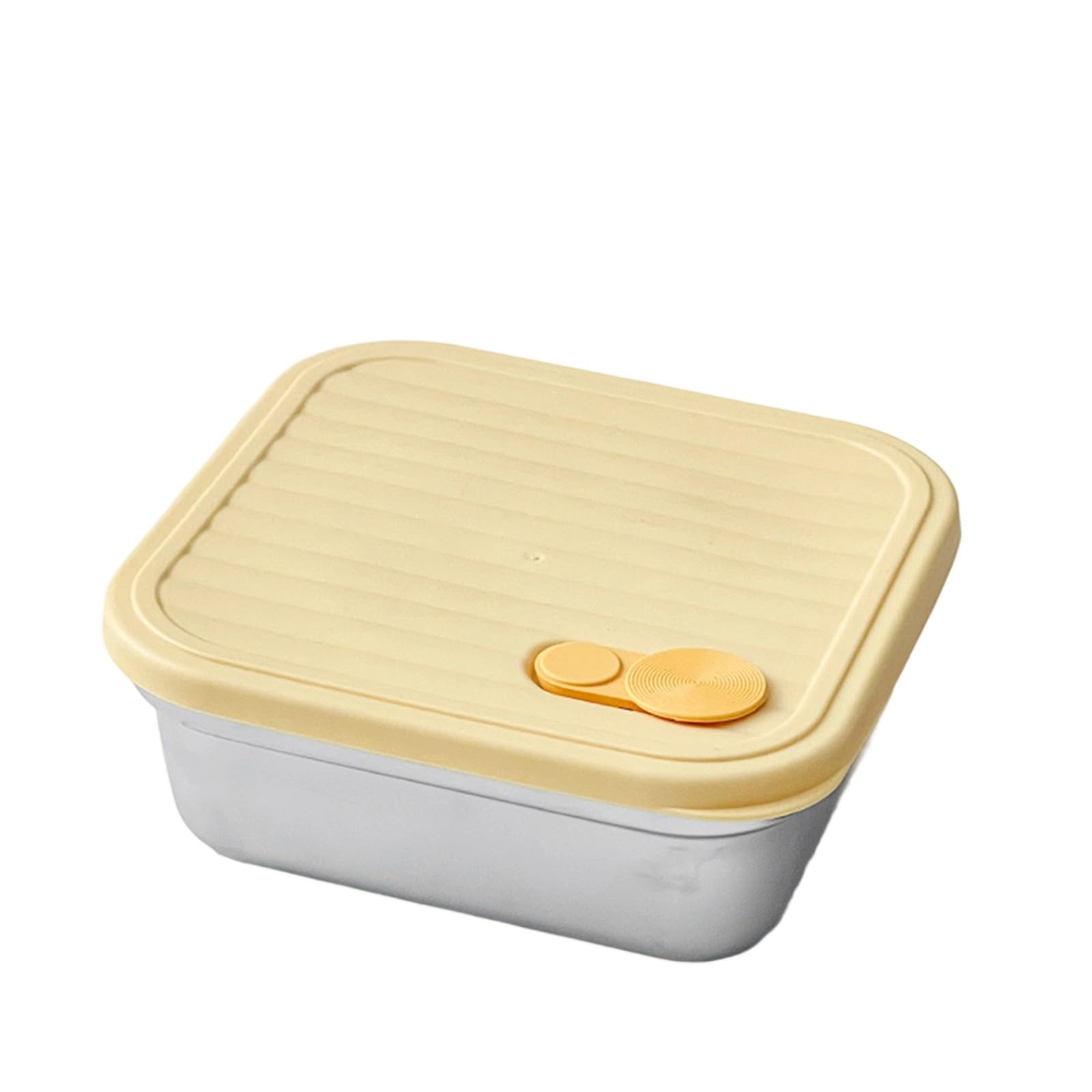 Elnwnnkc Yellow Portable 3-Compartment Food Container, Leak-Proof Lunchbox For Sandwiches Snacks & Meals Stainless Food Container