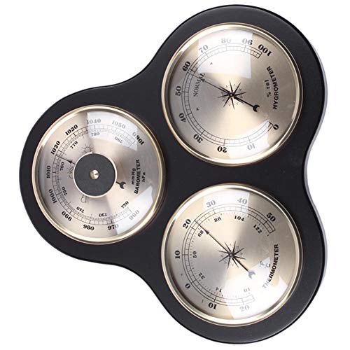 3Pcs / Set e Hygrometer Manometer Thermometer Barometer mit Holzrahmen Basis Ornamente/Holz Wetterstation Instrument