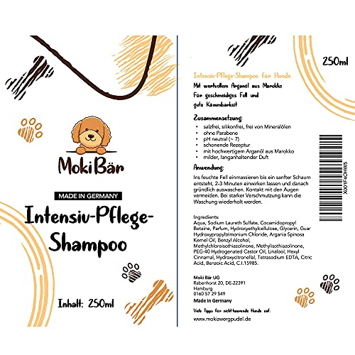Moki Bär Hundeshampoo wit wertvollem Arganöl aus Marokko I Für geschmeidiges Fell und Gute Kämmbarkeit I Made in Germany